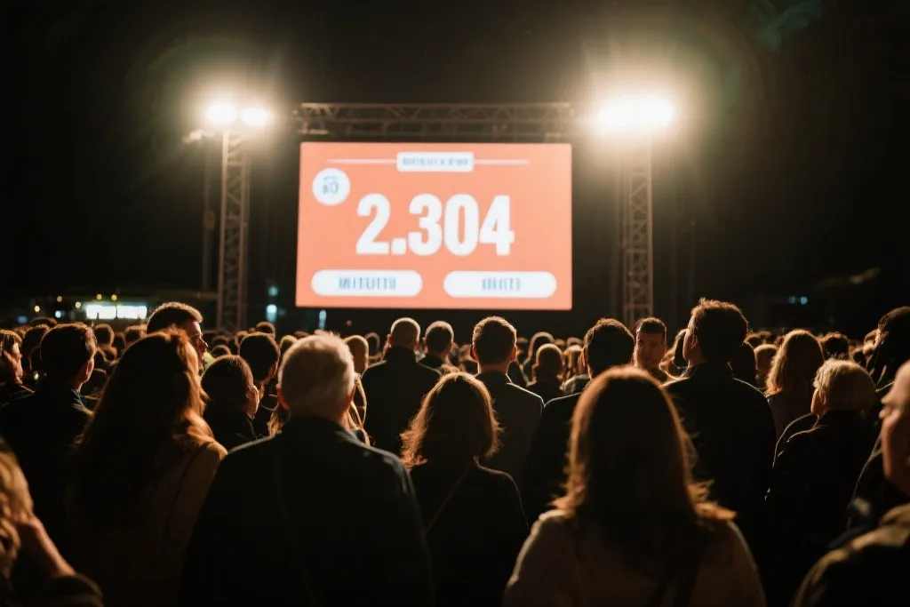 人们聚集在屏幕前,紧张等待开奖号码公布的瞬间